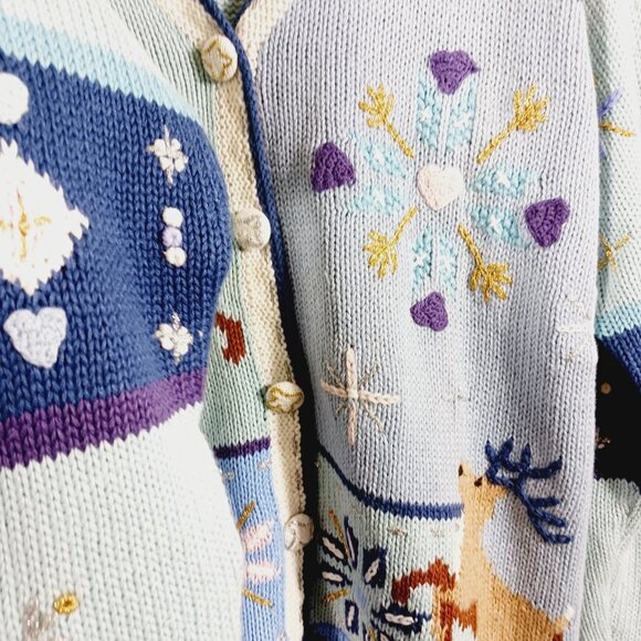 Storybook Knits Hand Knits Holiday Christmas Novelty Cardigan Medium, Heavy Knit - Picture 6 of 16